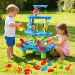 Water Sand Table for Toddler Kids - 4-Tier Multifunctional Summer Toys,Outdoor B
